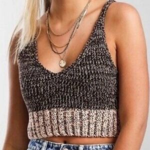 Free People Intimately  Here All Day Brami Sweater Knit Cami Cropped Tan…